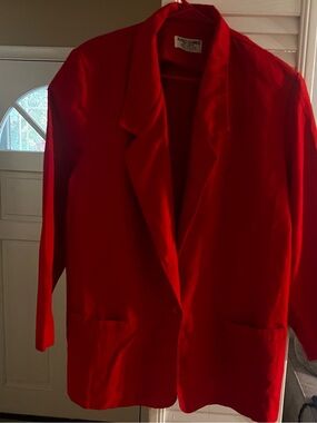 Alfred Dunner Red Single-Button Blazer